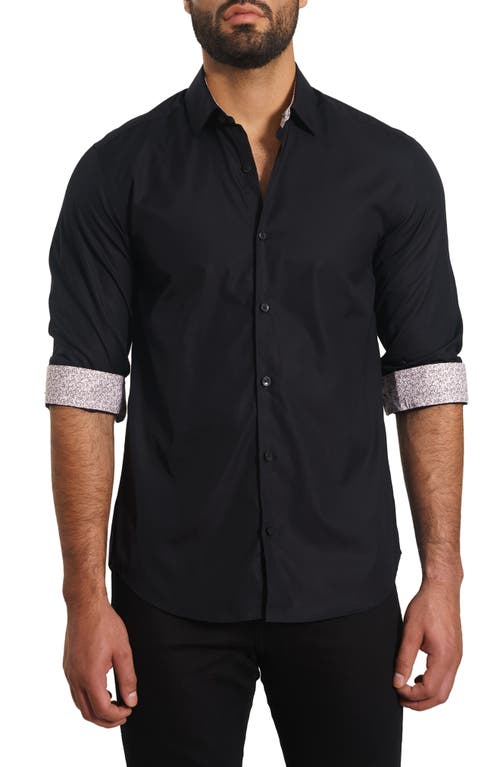 Jared Lang Trim Fit Solid Cotton Button-up Shirt In Black
