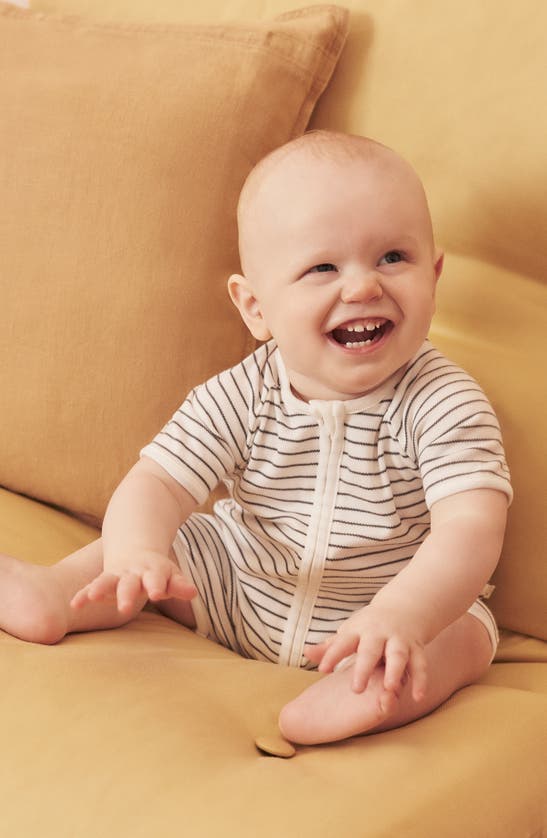 MORI MORI STRIPE FITTED ONE-PIECE SHORT PAJAMAS