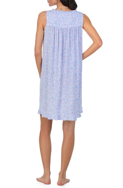 Shop Eileen West Floral Sleeveless Short Jersey Nightgown In Blue Print