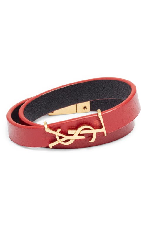 Saint Laurent YSL Double Wrap Bracelet in Red/Gold