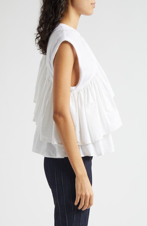 Shop Cinq À Sept Micki Woven Ruffle Layer T-shirt In White