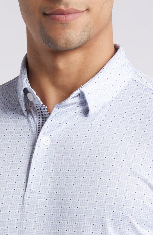 Shop Mizzen + Main Mizzen+main Halyard Geo Print Performance Polo In White Chevron