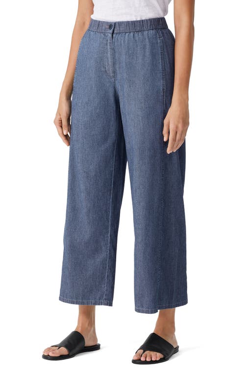 Eileen Fisher Organic Cotton Twill Ankle Wide Leg Pants in Denim