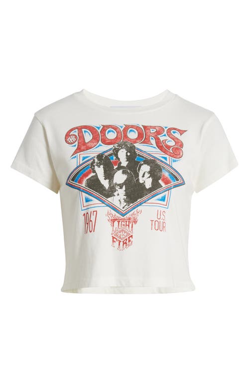 Shop Daydreamer The Doors Light My Fire Cotton Crop Cotton Graphic T-shirt In Vintage White