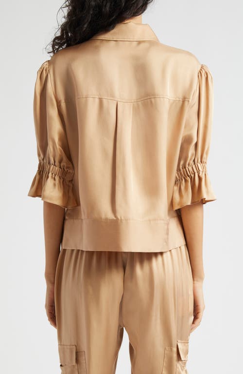 Shop Cinq À Sept Holly Ruffle Sleeve Jacket In Desert Tan