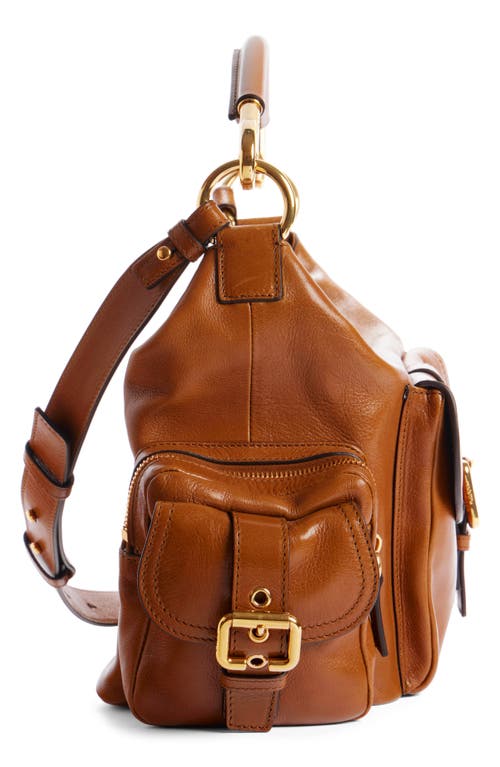 Shop Chloé Camera Leather Top Handle Bag In Clay Brown