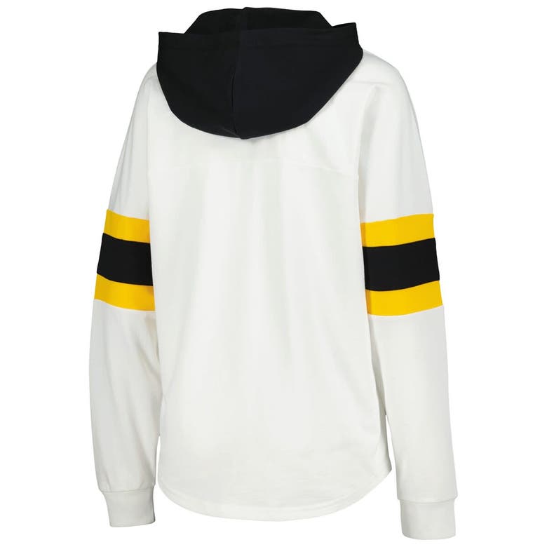 Shop G-iii 4her By Carl Banks White/black Pittsburgh Penguins Goal Zone Long Sleeve Lace-up Hoodie T-shir