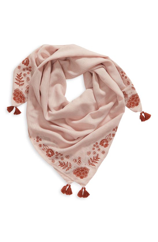 Shop Treasure & Bond Floral Embroidered Square Scarf In Pink Sepia Combo