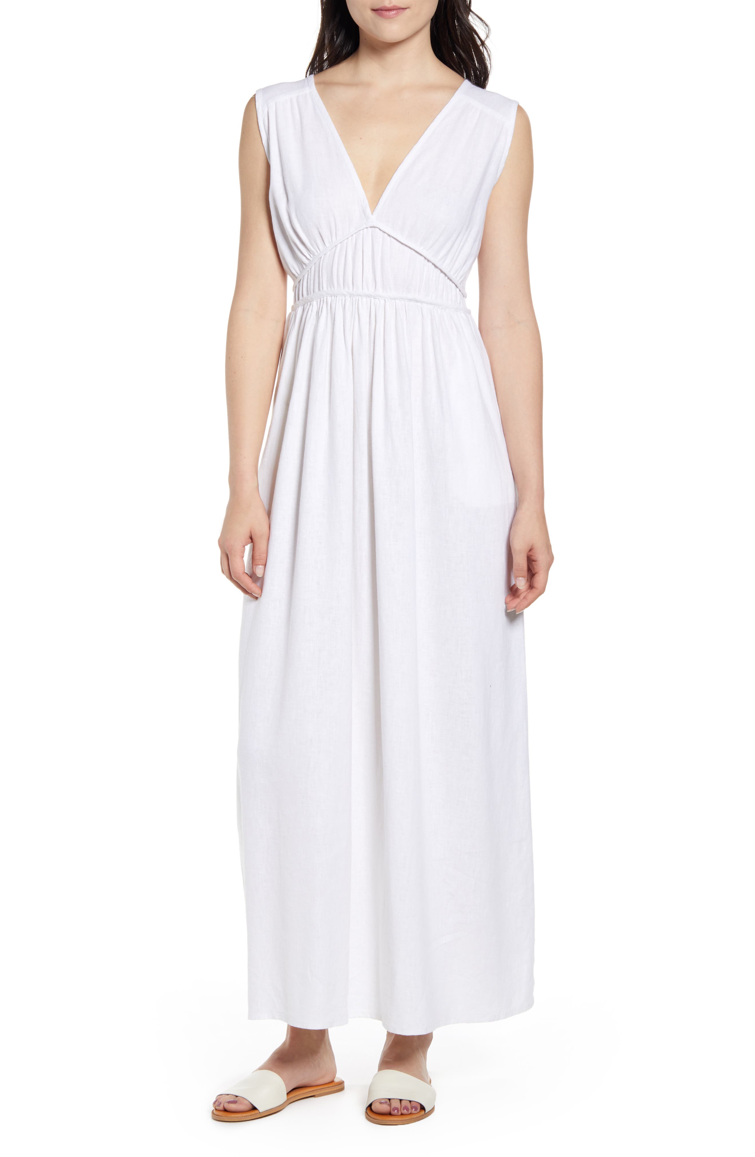 Petite Caslon Favorite Linen Blend Maxi Dress, White