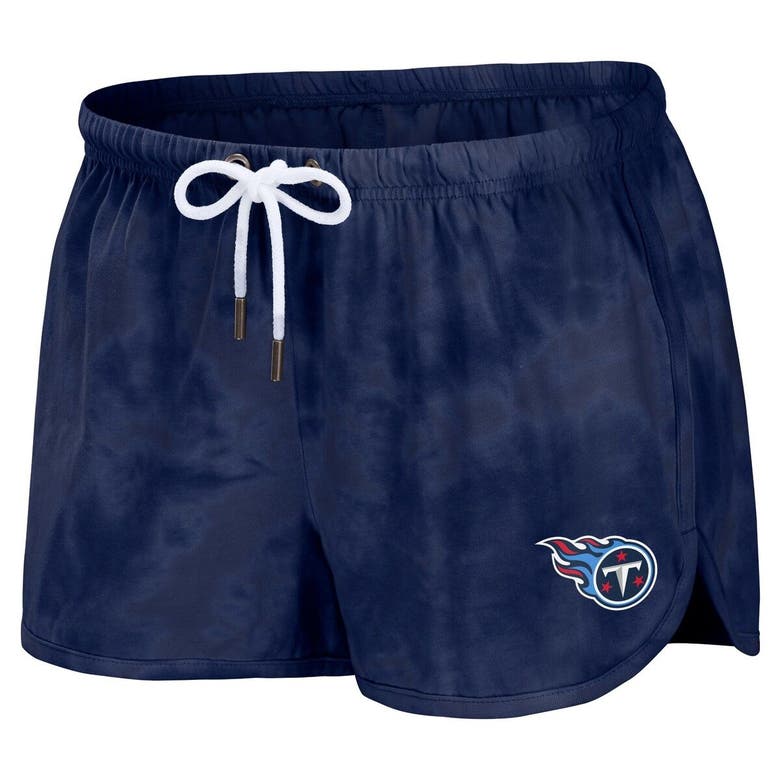 Wear by Erin Andrews Navy Tennessee Titans Tie-Dye Cropped Pullover Sweatshirt & Shorts Lounge Set