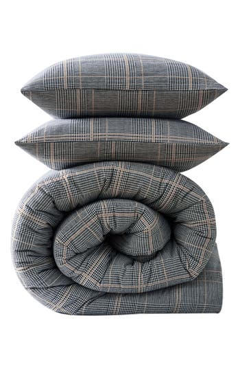 Kenneth Cole Sussex Plaid Comforter Set In Khaki Black
