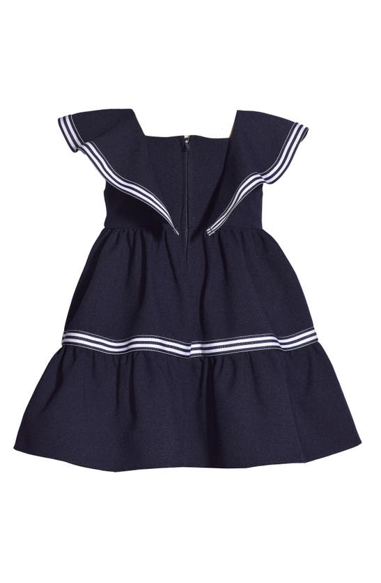 Shop Iris & Ivy Nautical Flutter Sleeve Dress In Navy