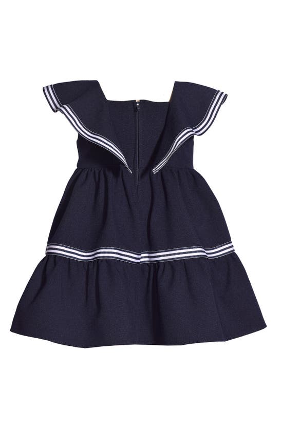 Iris & Ivy Nautical Flutter Sleeve Dress In Navy