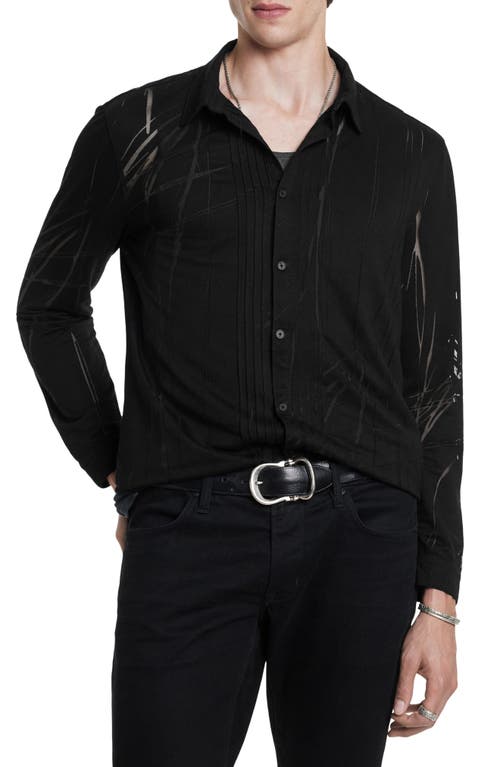 Shop John Varvatos Phoenix Pleat Front Button-up Shirt In Black