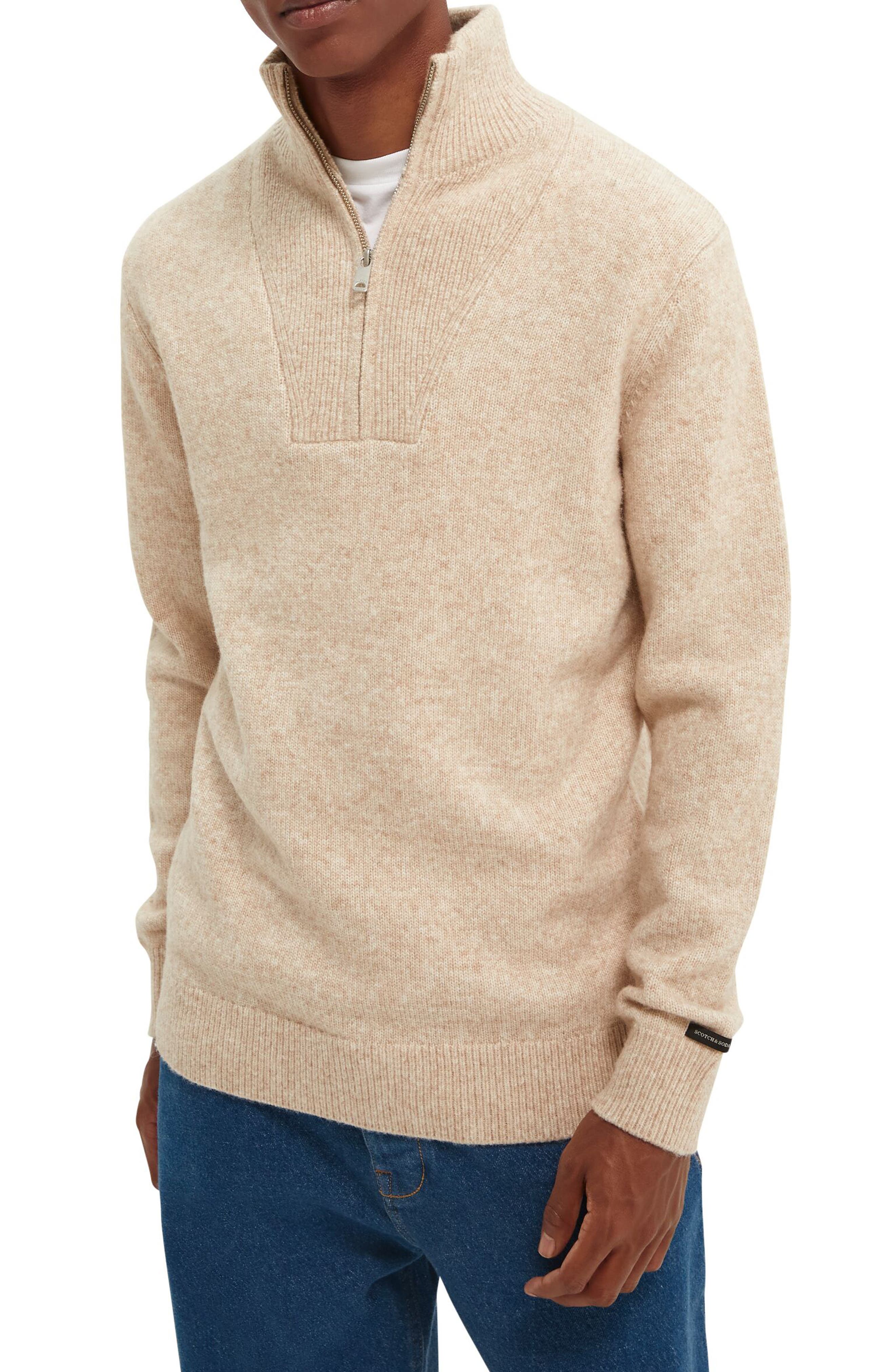 tan half zip sweater
