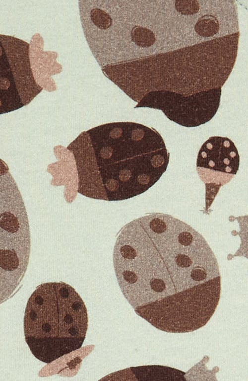 Naseberry Ladybug Ruffle Organic Cotton Dress In Brown/beige/green