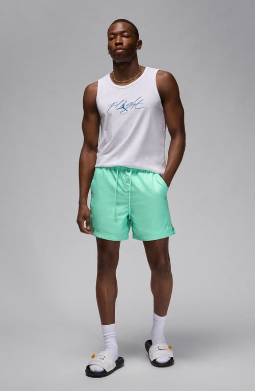 Shop Jordan Essential Poolside Drawstring Shorts In Emerald Rise/white