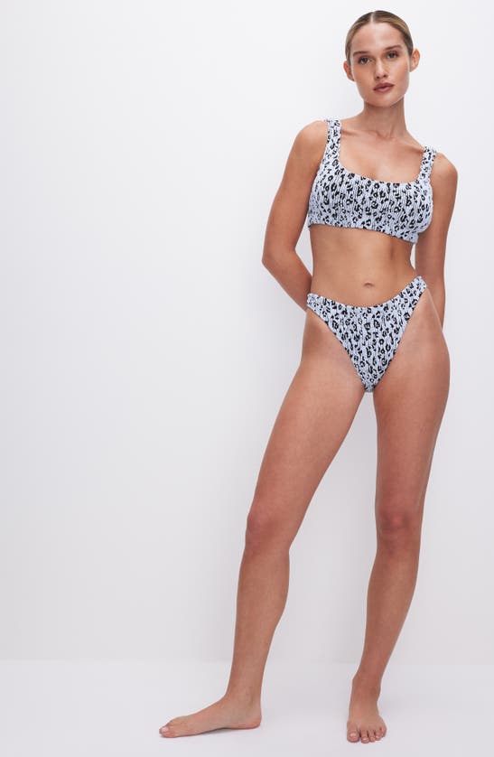 Shop Good American Always Fits Leopard Scoop Bikini Top In Glass Leopard