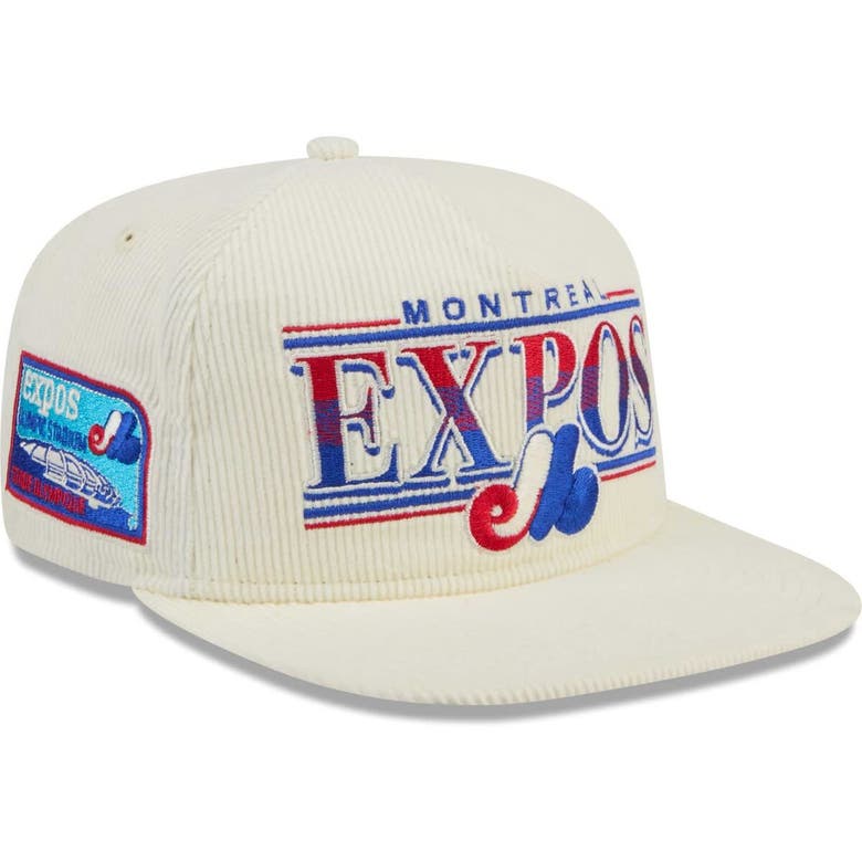 New Era Cream Montreal Expos Throwback Bar Golfer Corduroy Snapback Hat