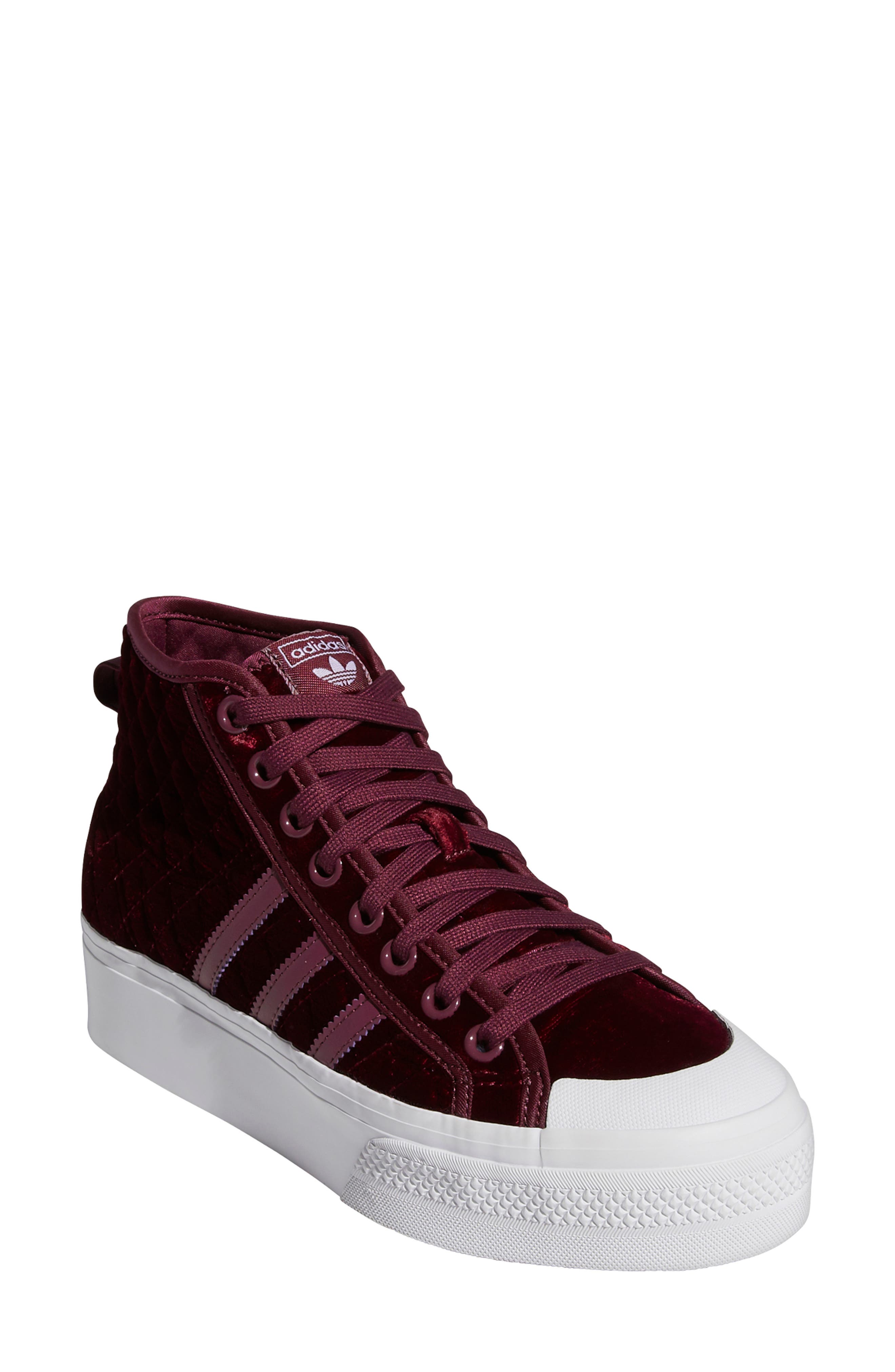 burgundy adidas sneakers