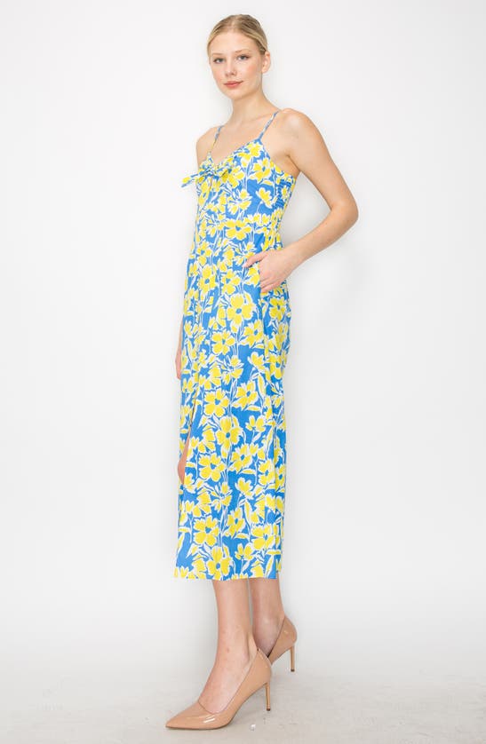 Shop Melloday Printed Maxi Dress In Blue Yellow