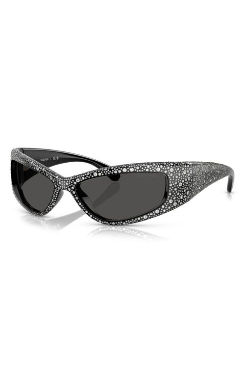 Swarovski 60mm Irregular Sunglasses In Black