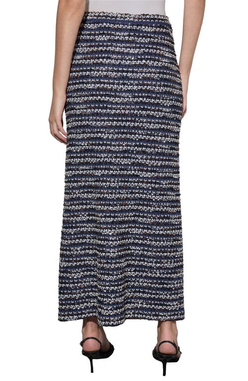 Ming Wang Multistitch Tweed Maxi Skirt In Regatta/multi