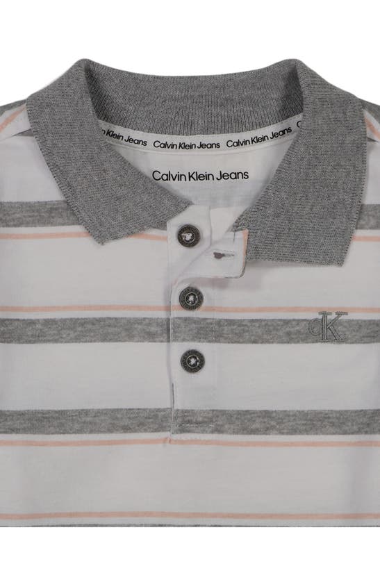 Shop Calvin Klein Kids' Knit Polo Shirt & Pull-on Shorts Set In Grey