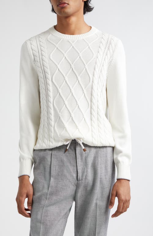 Brunello Cucinelli Marinaio Cotton Cable Sweater White at Nordstrom, Us