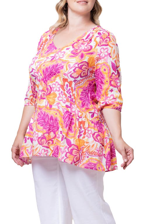 Kiyonna Oasis Tunic Top In Artful Tropical Print