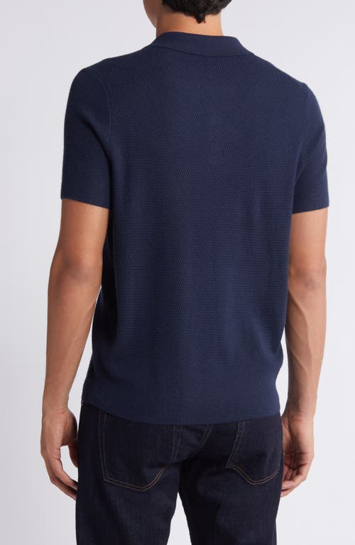 Shop Nordstrom Short Sleeve Coolmax® & Wool Polo Sweater In Navy Blazer