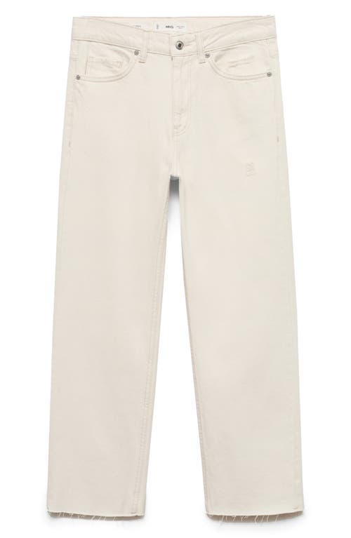Mango Raw Hem Crop Straight Leg Jeans In Ecru