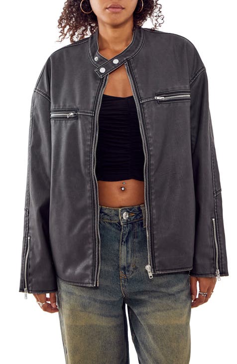 BDG Billy Faux Leather Bomber Jacket