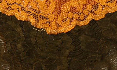 Hanky Panky Signature Lace Original Rise Thong In Olive Green/spa Yellow