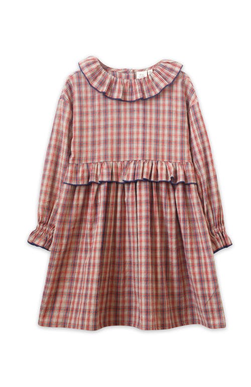 Beet World Girls' Ruffle Collar Long Sleeve Dress In Red And Blue