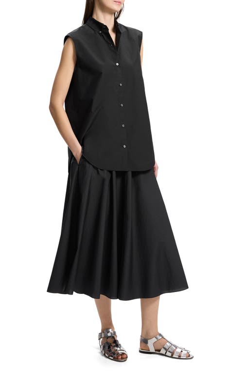 Shop Theory Oversize Sleeveless Button-down Shirt In Black - 001