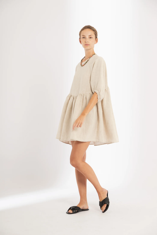 Lanhtropy Alcala Linen Dress In Natural