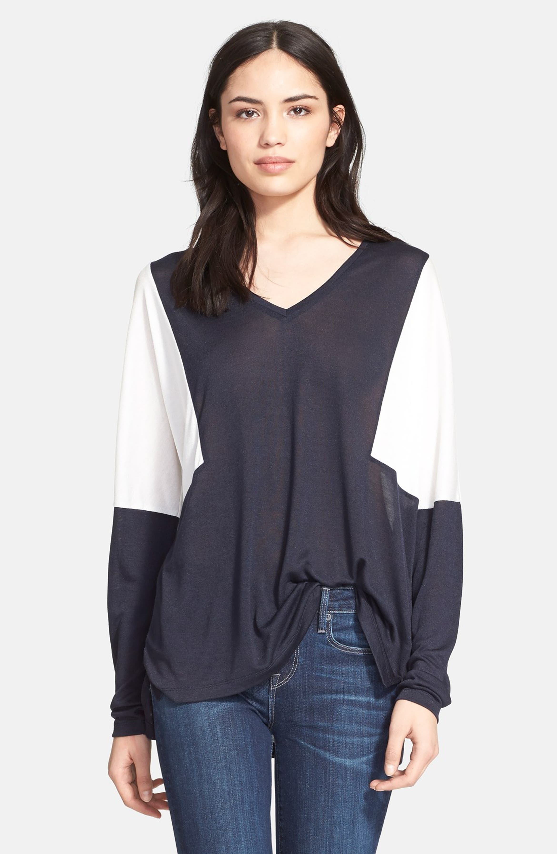 Vince Long Sleeve Colorblock Blouse (Online Only) | Nordstrom