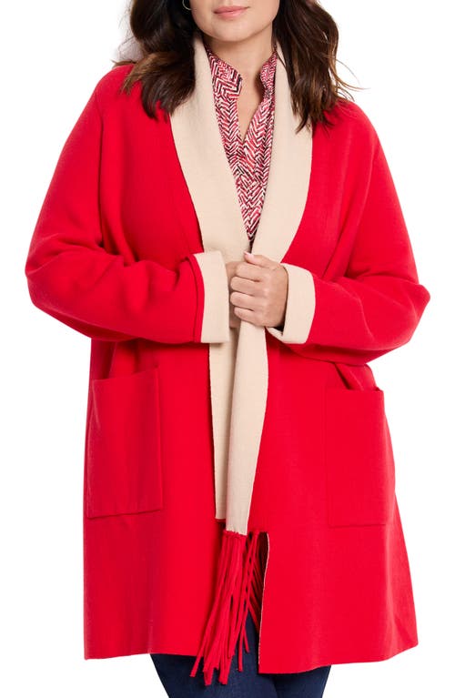 Shop Nic + Zoe Nic+zoe Cool Nights Reversible Cotton Blend Knit Jacket In Amaryllis