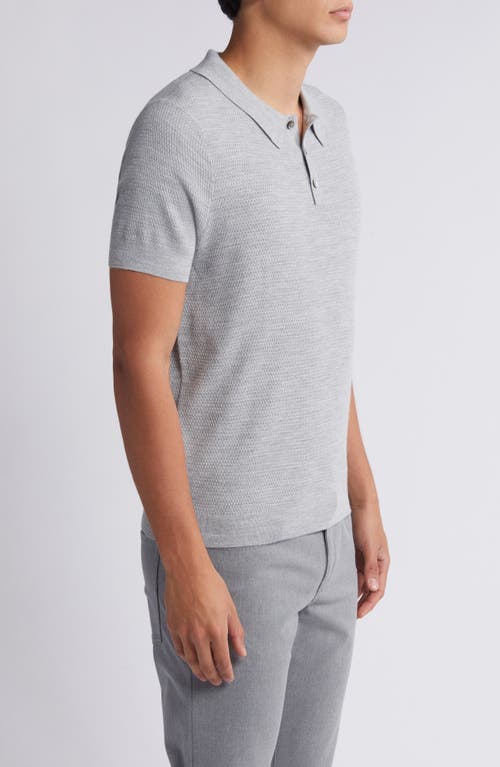 Shop Nordstrom Short Sleeve Coolmax® & Wool Polo Sweater In Grey Heather