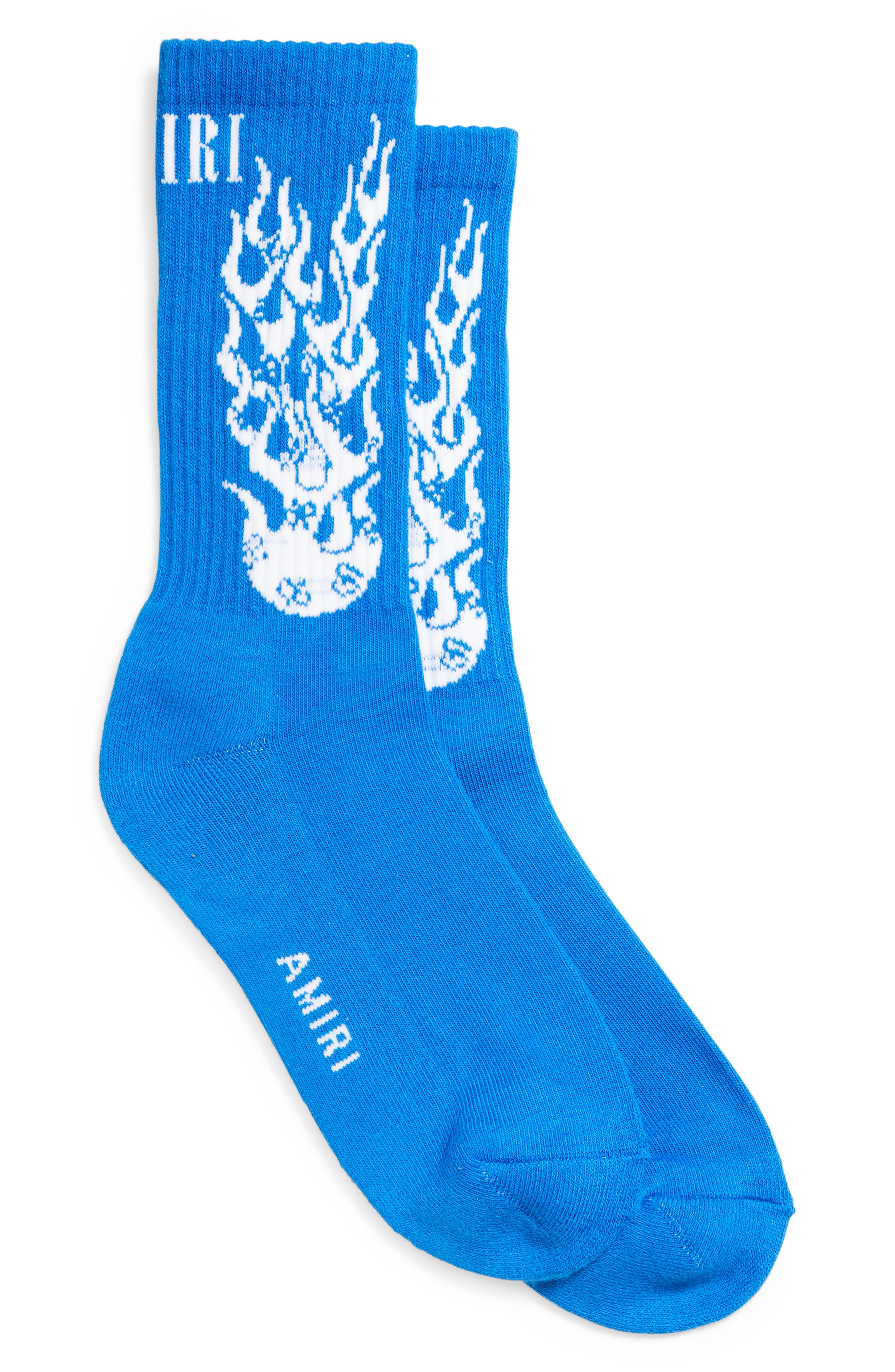AMIRI Flames Logo Socks in Blue at Nordstrom, Size 12-13 Us