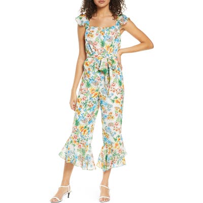 Ali & Jay The Avalon Ruffled Swiss Dot Crop Jumpsuit, White