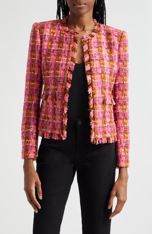 Shop L Agence L'agence Angelina Tweed Jacket In Fuchsia Pink/orange