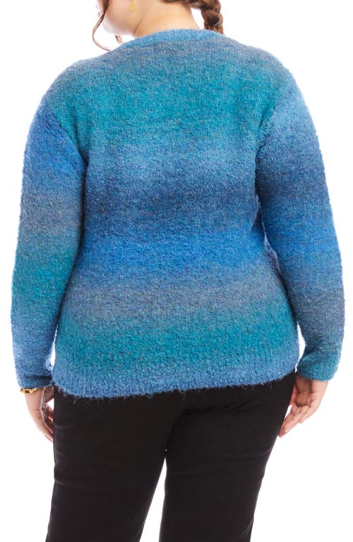 Karen Kane Plus Size Ombre Boucle Sweater In Dark Blue In Blue