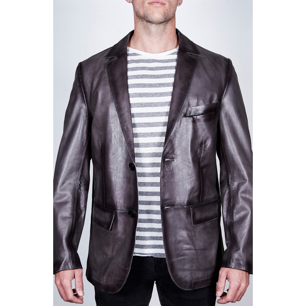 Missani Le Collezioni Men's Distressed Leather Blazer In Charcoal