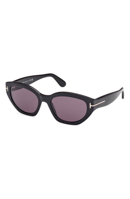 Shop Tom Ford Penny 55mm Geometric Sunglasses In Shiny Black/smoke