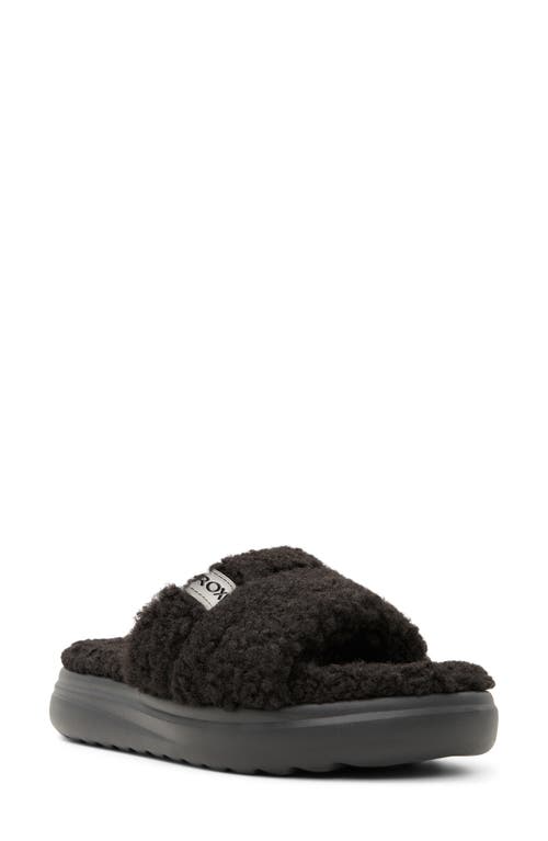 Shop Roxy Gelato Lux Faux Shearling Slide Sandal In Black