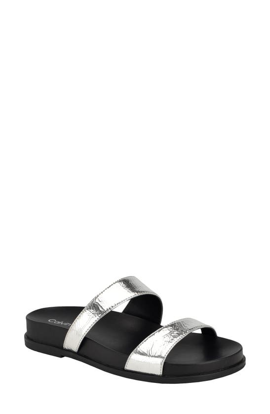 Calvin Klein Explore Slide Sandal In Silver