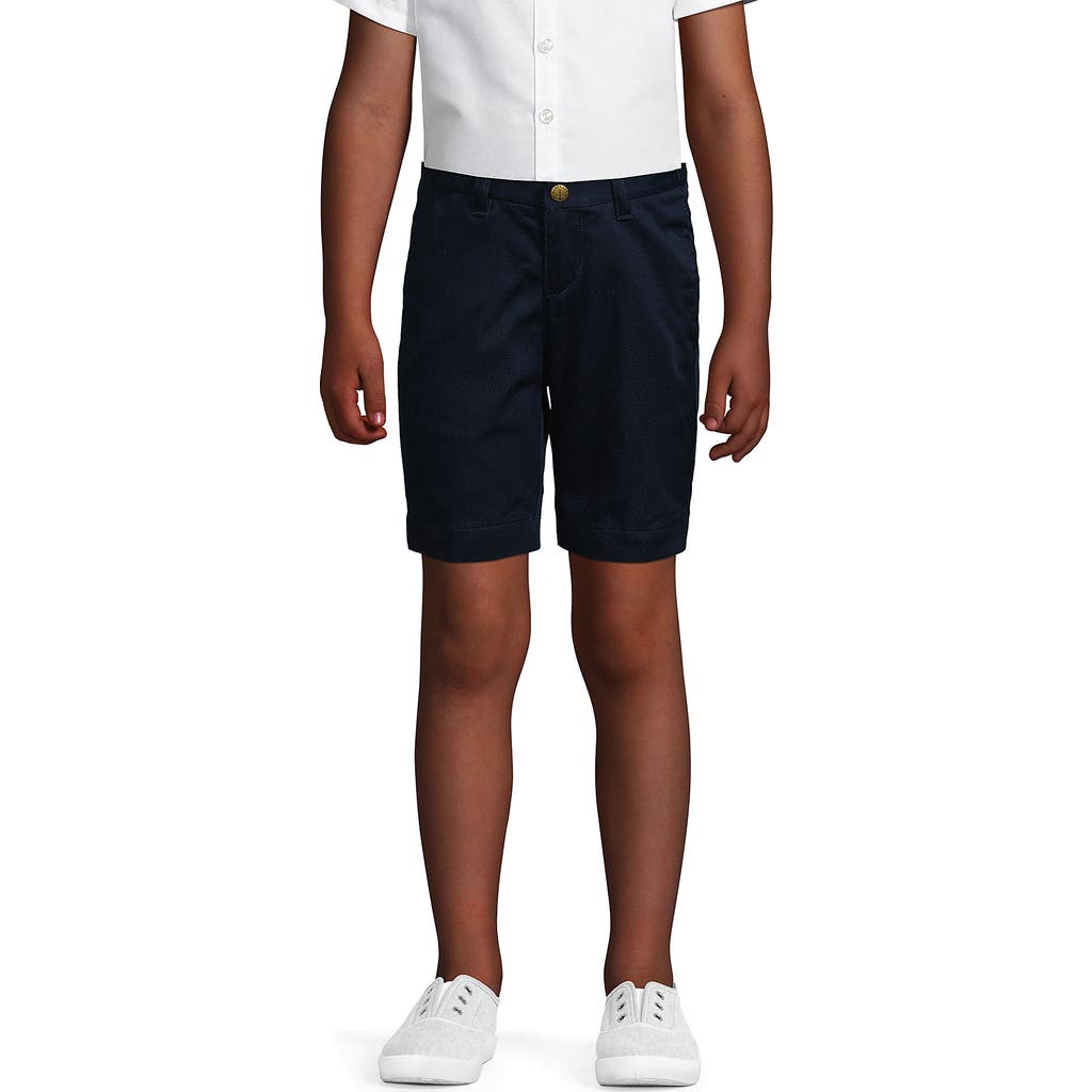 Lands' End Little Girls Slim Plain Front Blend Chino Shorts In Classic Navy