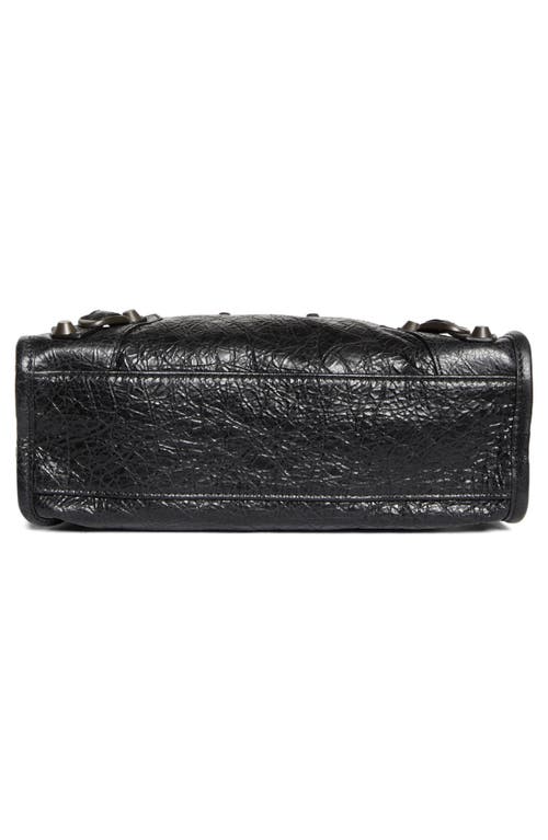 Balenciaga Mini Le City Crinkle Leather Top Handle Bag In 1000 Black